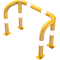 Anti-nudge hoop | double hoop | steel tube  76 mm | yellow / black | total width: 1000 mm | height above ground: 650 mm | to be fixed by plugs